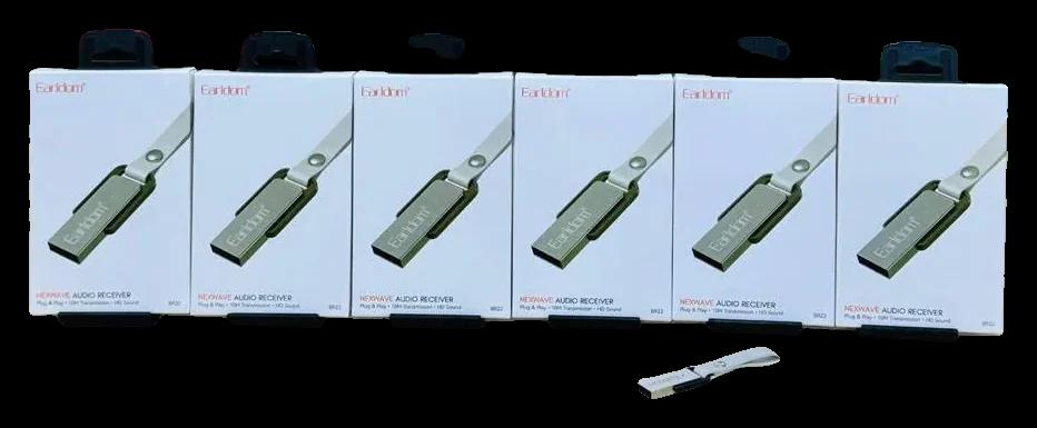 فلاشة بلوتوث Earldom BR22 فضية بعلاقة لاستقبال الصوت من مدخل USB مع علبتها